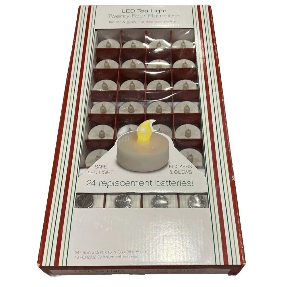 NEW 24 LED Tea Light CANDLES Flameless wedding REPLACEMENT Batteries included